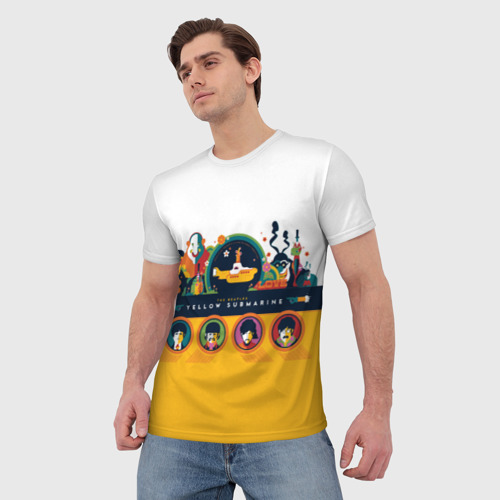 Мужская футболка 3D Yellow Submarine Мультфильм 3D, цвет 3D печать - фото 3