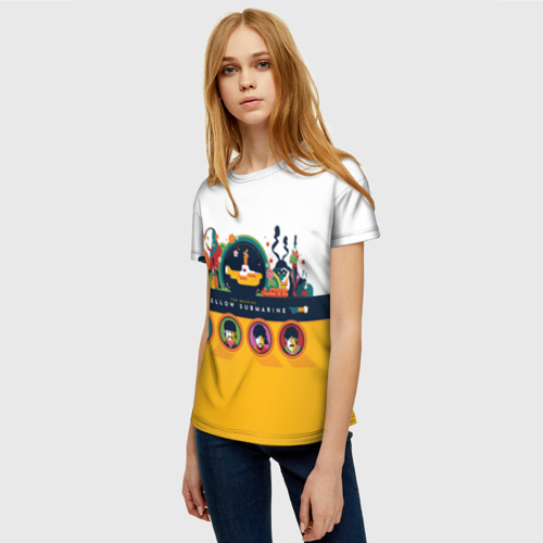 Женская футболка 3D Yellow Submarine Мультфильм 3D, цвет 3D печать - фото 3