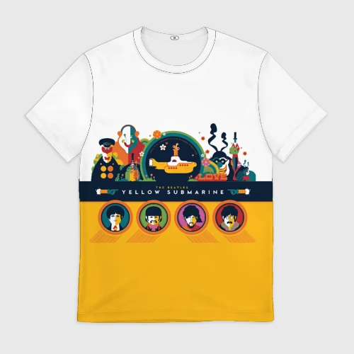 Мужская футболка 3D Yellow Submarine Мультфильм 3D