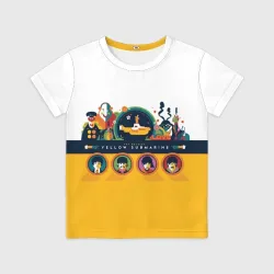 Детская футболка 3D Yellow Submarine Мультфильм 3D