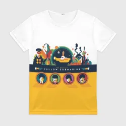 Женская футболка 3D Yellow Submarine Мультфильм 3D