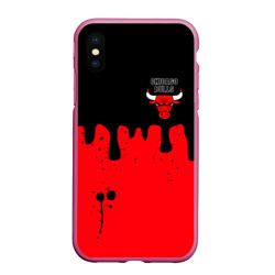 Чехол для iPhone XS Max матовый Chicago Bulls Чикаго Буллз Логотип