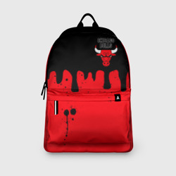 Рюкзак с принтом Chicago Bulls Чикаго Буллз Логотип для любого человека, вид спереди №3. Цвет основы: белый