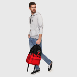 Рюкзак с принтом Chicago Bulls Чикаго Буллз Логотип для любого человека, вид спереди №5. Цвет основы: белый