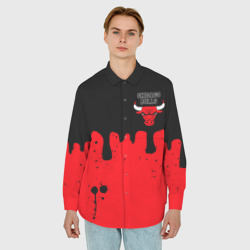 Мужская рубашка oversize 3D Chicago Bulls Чикаго Буллз Логотип - фото 2