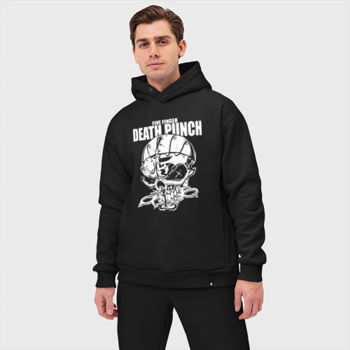 Мужской костюм oversize хлопок Five Finger Death Punch Groove metal, цвет черный - фото 3