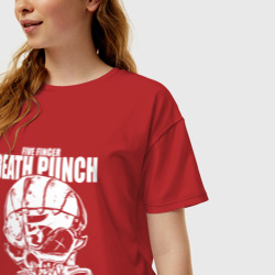 Женская футболка хлопок Oversize Five Finger Death Punch Groove metal - фото 2