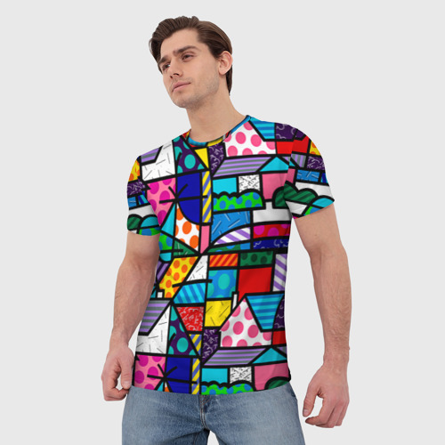 Мужская футболка 3D Ромеро Бритто красочный узор, цвет 3D печать - фото 3
