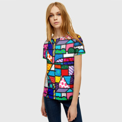 Женская футболка 3D Ромеро Бритто красочный узор - фото 2