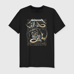 Мужская футболка хлопок Slim Metallica - skull and snake - playbill