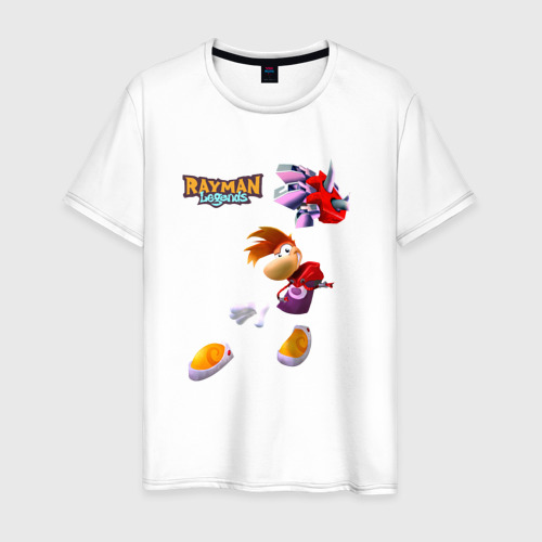 Мужская футболка из хлопка с принтом Rayman в прыжке, вид спереди №1