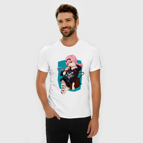 Мужская футболка хлопок Slim Зеро ту  с помадой / любимый во франксе , цвет белый - фото 3