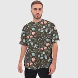 Мужская футболка oversize 3D Цветы и ягоды паттерн - фото 2