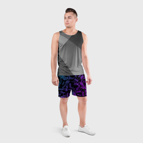 Мужские шорты спортивные STI neon pattern, цвет 3D печать - фото 4