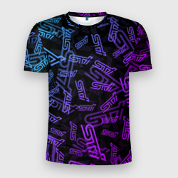 Мужская футболка 3D Slim STI neon pattern