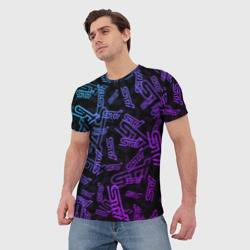 Мужская футболка 3D STI neon pattern - фото 2