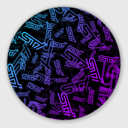 Круглый коврик для мышки STI neon pattern