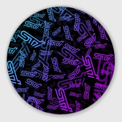 Круглый коврик для мышки STI neon pattern