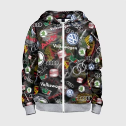 Детская толстовка 3D на молнии Volkswagen Group audi VW seat Porsche |Skoda