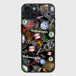 Чехол силиконовый для Apple iPhone 15 матовый Volkswagen Group audi VW seat Porsche |Skoda