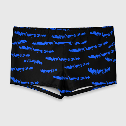 Мужские купальные плавки 3D Полосатый синий с черным как водяной тигр, цвет 3D печать
