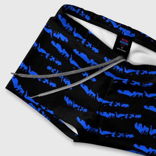 Мужские купальные плавки 3D Полосатый синий с черным как водяной тигр, цвет 3D печать - фото 6