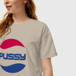 Женская футболка хлопок Oversize Pepsi Pussy - фото 2