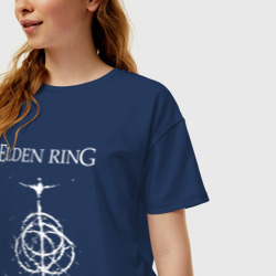 Женская футболка хлопок Oversize Elden Ring лого - фото 2