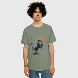Мужская футболка хлопок Oversize Шоу чашечка и дьявол - фото 2