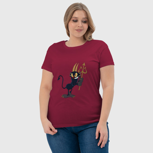 Женская футболка хлопок Шоу чашечка и дьявол, цвет маджента - фото 6