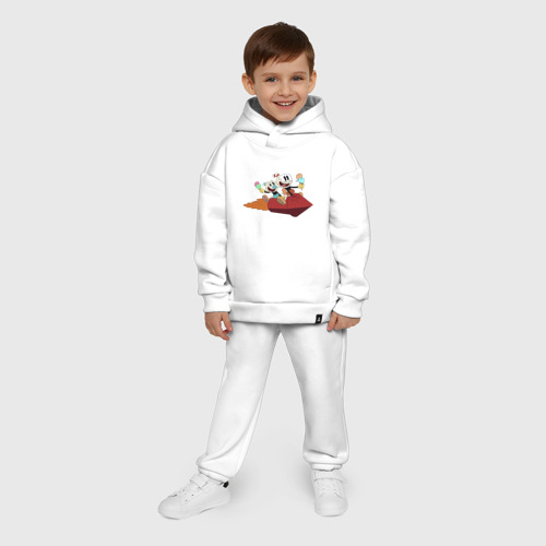 Детский костюм хлопок Oversize Шоу чашека Кружек и Магмен на ракете, цвет белый - фото 9