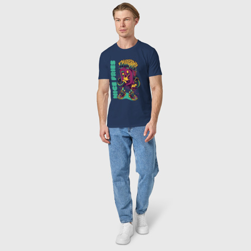 Мужская футболка хлопок Картофель фри в кедах, цвет темно-синий - фото 5
