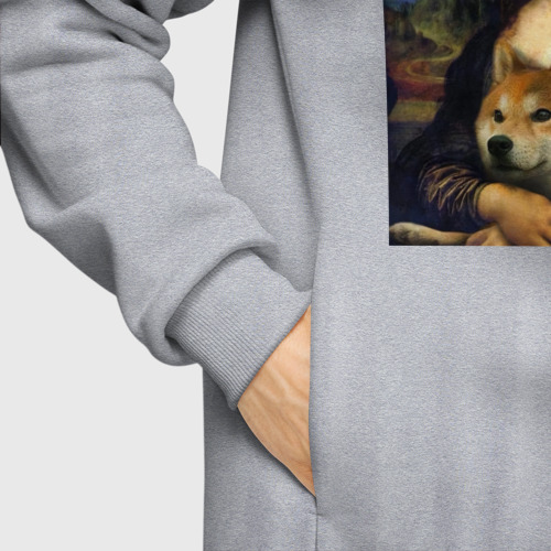 Мужское худи Oversize хлопок Shiba Inu Mona Lisa, цвет меланж - фото 8