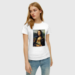 Женская футболка хлопок Shiba Inu Mona Lisa - фото 2