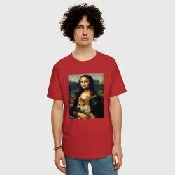 Мужская футболка хлопок Oversize Shiba Inu Mona Lisa - фото 2