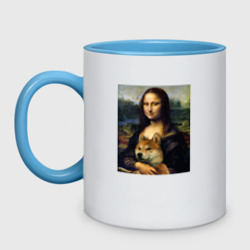 Кружка двухцветная Shiba Inu Mona Lisa