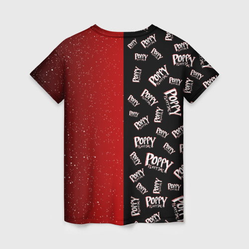 Женская футболка 3D с принтом Poppy Playtime | Half Pattern | Half Face, вид сзади #1