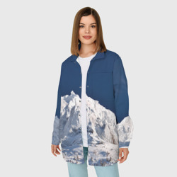 Женская рубашка oversize 3D Снежные горы, синие небо - фото 2