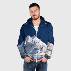 Мужская ветровка 3D Снежные горы, синие небо - фото 2