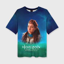 Женская футболка oversize 3D Horizon forbidden west sky