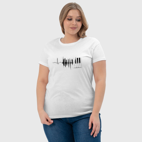 Женская футболка хлопок Пульс музыка, цвет белый - фото 6