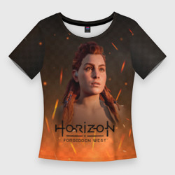 Женская футболка 3D Slim Horizon forbidden west  fire
