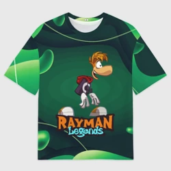 Мужская футболка oversize 3D Rayman legends green