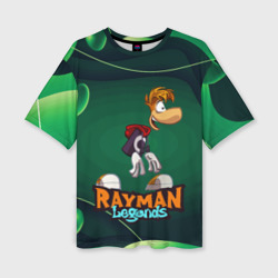 Женская футболка oversize 3D Rayman legends green