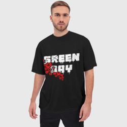 Мужская футболка oversize 3D Green day Цветы - фото 2