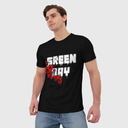 Мужская футболка 3D Green day Цветы - фото 2