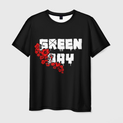 Мужская футболка 3D Green day Цветы