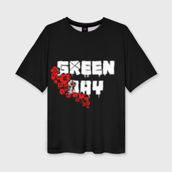 Женская футболка oversize 3D Green day Цветы