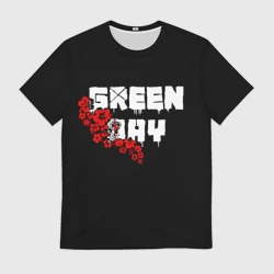 Мужская футболка 3D Green day Цветы