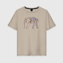 Женская футболка хлопок Oversize Африканский слон в попоне